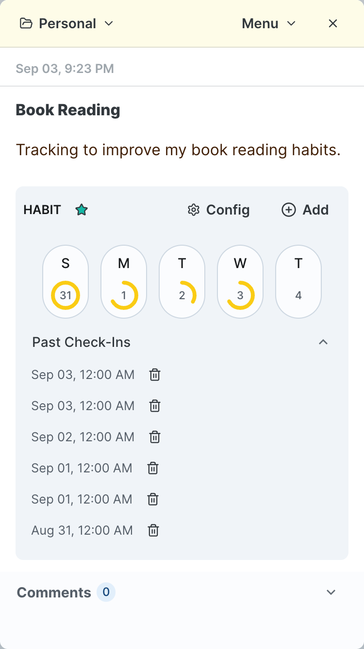 Habit Tracker Home Page